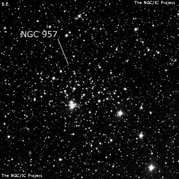 NGC 957 - рассеянное скопление звёзд. Описание NGC 957:, Рассеянное скопление в созвездии Персей