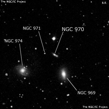 NGC 970 - спиральная галактика. Описание NGC 970:, Галактика в созвездии Треугольник