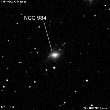 NGC 984 - линзовидная галактика. Описание NGC 984:, Галактика в созвездии Овен