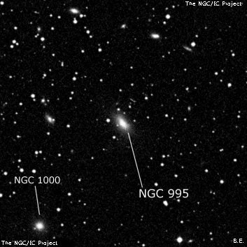 NGC 995 - линзовидная галактика. Описание NGC 995:, Галактика в созвездии Андромеда